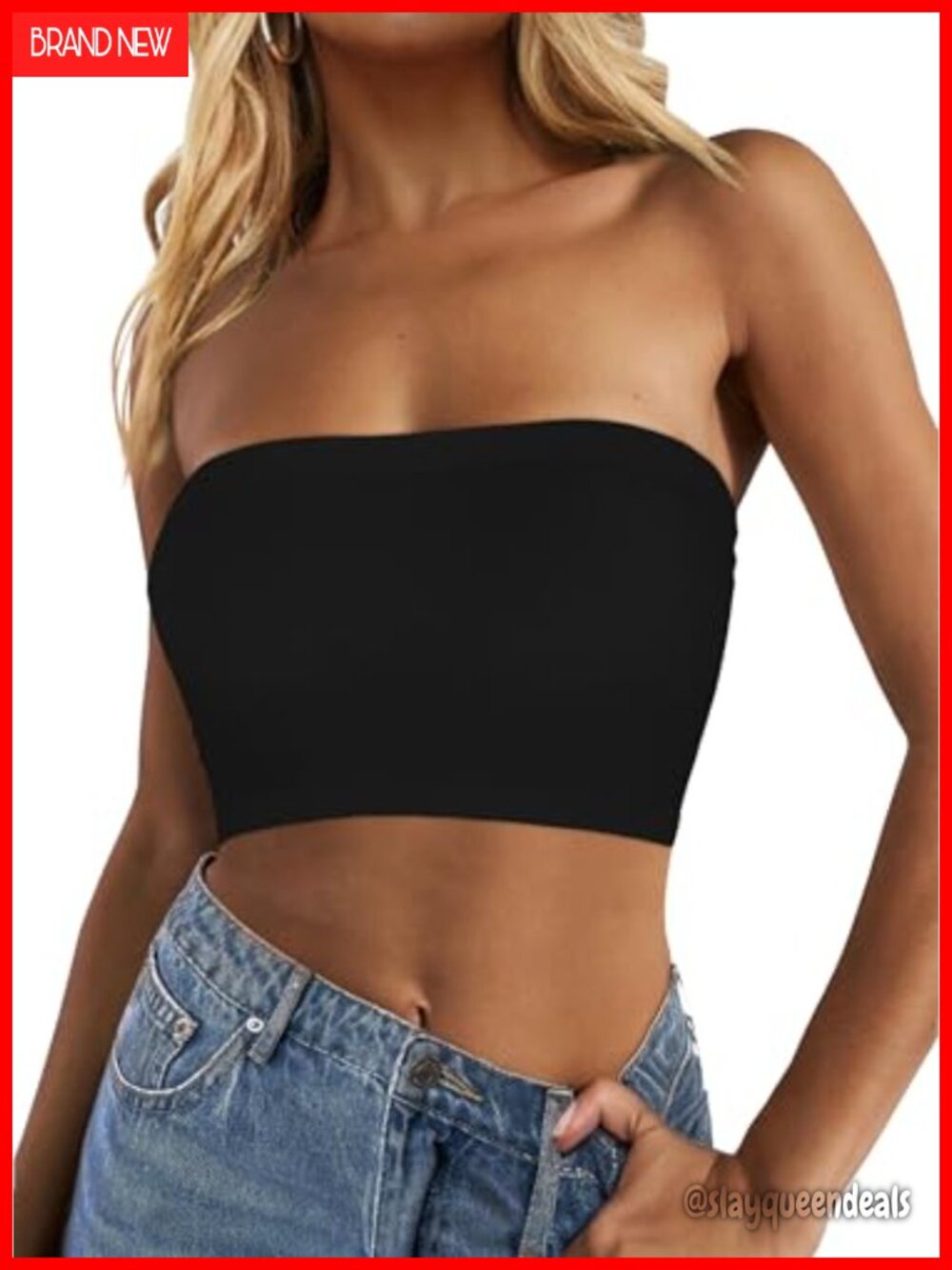 Women's Strapless Tube Top Nylon Spandex Crop Top Sleeveless Summer